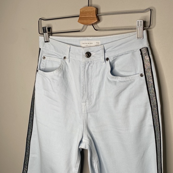 Topshop Crop Wide Leg Light Blue Jeans - Picture 2 of 11